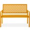 Best Choice Products Indoor Outdoor Steel Garden Bench w/ Geometric Backrest, Foot Levelers